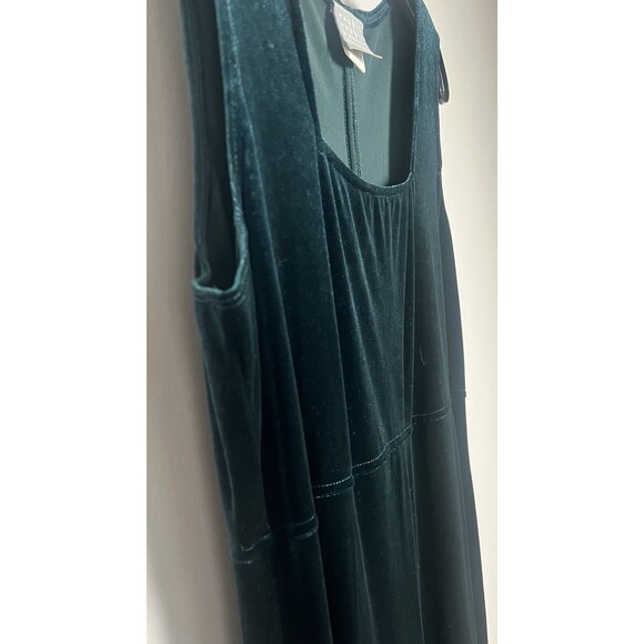 Vintage Forest Green Velvet Maxi Dress & Jacket Beaded Y2K Shoulder Pads USA 12 - Picture 5 of 16